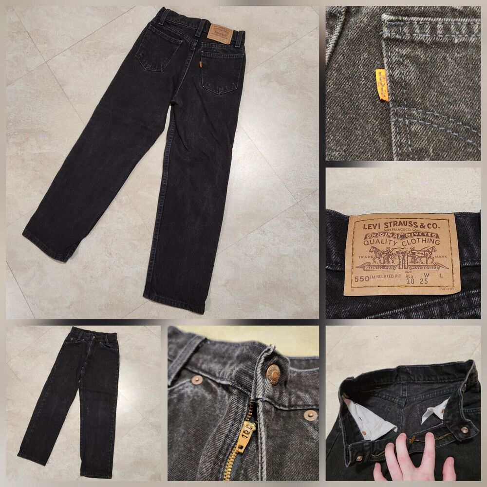 VTG 90s Levis Orange Tab Womens Size 10 25x24 Black Denim‎ Jeans USA Made